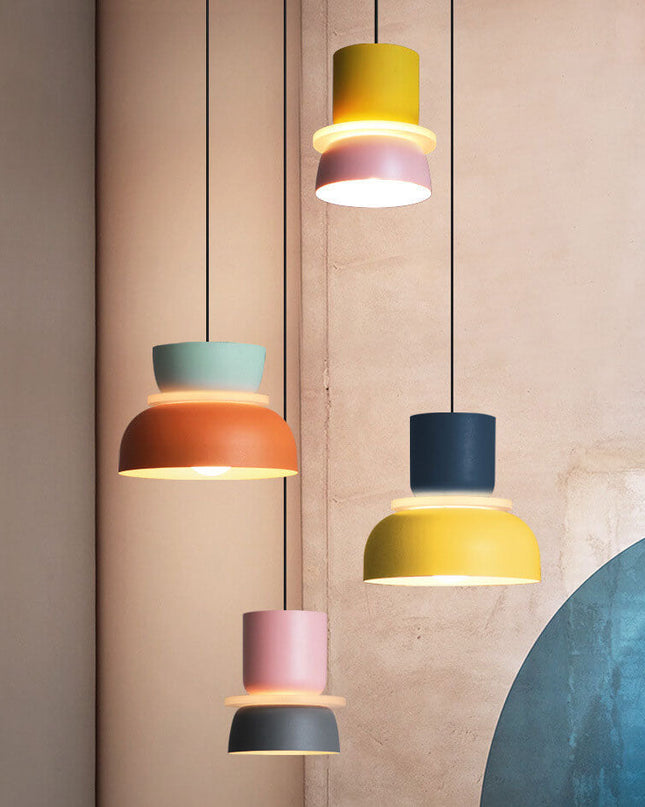 Nordic Hanging Lamp with LED Light – Colorful Metal Shade for Kitchen Pendant Lighting 0