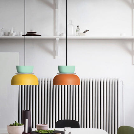 Nordic Hanging Lamp with LED Light – Colorful Metal Shade for Kitchen Pendant Lighting 4