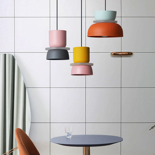 Nordic Hanging Lamp with LED Light – Colorful Metal Shade for Kitchen Pendant Lighting 5