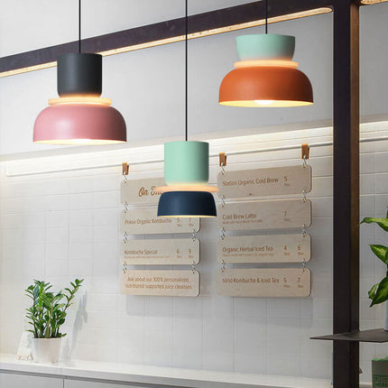 Nordic Hanging Lamp with LED Light – Colorful Metal Shade for Kitchen Pendant Lighting 8