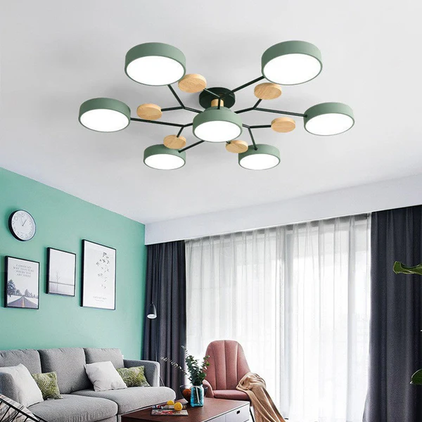 Nordycka Lampa Sufitowa LED z Metalowo-Drewnianym Wykończeniem – Idealna do Salonu i Sypialni, Przytulne Oświetlenie 13