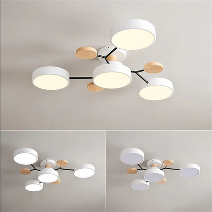 Nordycka Lampa Sufitowa LED z Metalowo-Drewnianym Wykończeniem – Idealna do Salonu i Sypialni, Przytulne Oświetlenie 14