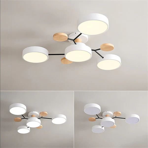 Nordycka Lampa Sufitowa LED z Metalowo-Drewnianym Wykończeniem – Idealna do Salonu i Sypialni, Przytulne Oświetlenie 14