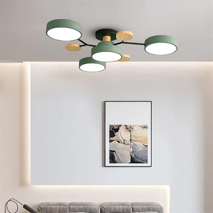 Nordycka Lampa Sufitowa LED z Metalowo-Drewnianym Wykończeniem – Idealna do Salonu i Sypialni, Przytulne Oświetlenie 6