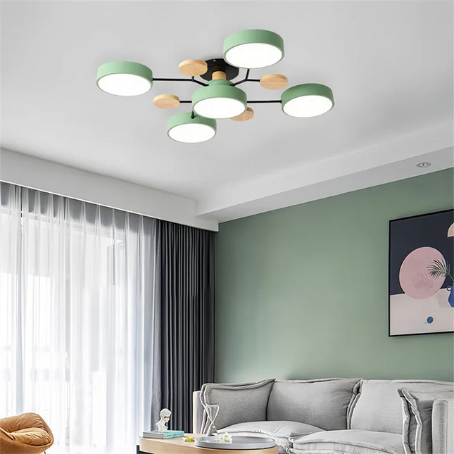 Nordycka Lampa Sufitowa LED z Metalowo-Drewnianym Wykończeniem – Idealna do Salonu i Sypialni, Przytulne Oświetlenie 7