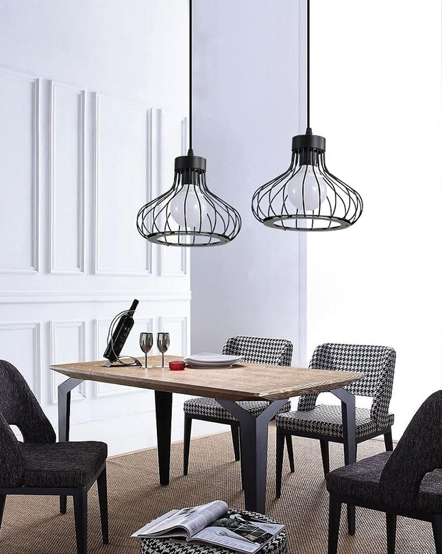 Nowoczesna Czarna Lampa Wisząca Metalowa – Elegancki Żyrandol do Salonu i Jadalni, Regulowana Długość, Wysokiej Jakości Oświetlenie 1