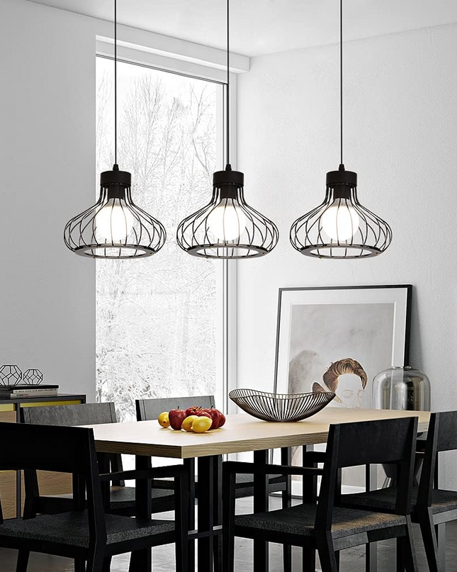 Nowoczesna Czarna Lampa Wisząca Metalowa – Elegancki Żyrandol do Salonu i Jadalni, Regulowana Długość, Wysokiej Jakości Oświetlenie 2