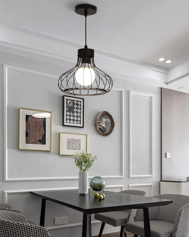 Nowoczesna Czarna Lampa Wisząca Metalowa – Elegancki Żyrandol do Salonu i Jadalni, Regulowana Długość, Wysokiej Jakości Oświetlenie 3