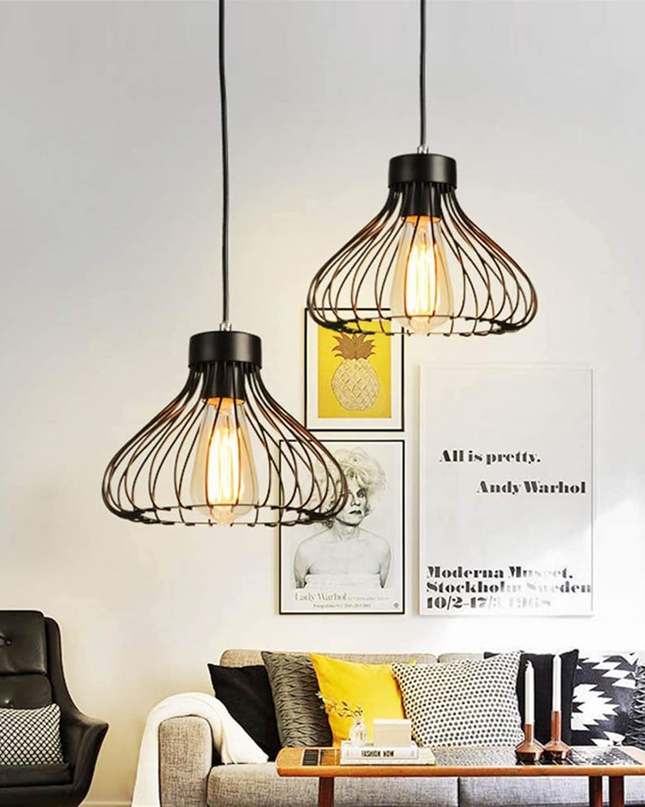 Nowoczesna Czarna Lampa Wisząca Metalowa – Elegancki Żyrandol do Salonu i Jadalni, Regulowana Długość, Wysokiej Jakości Oświetlenie 4