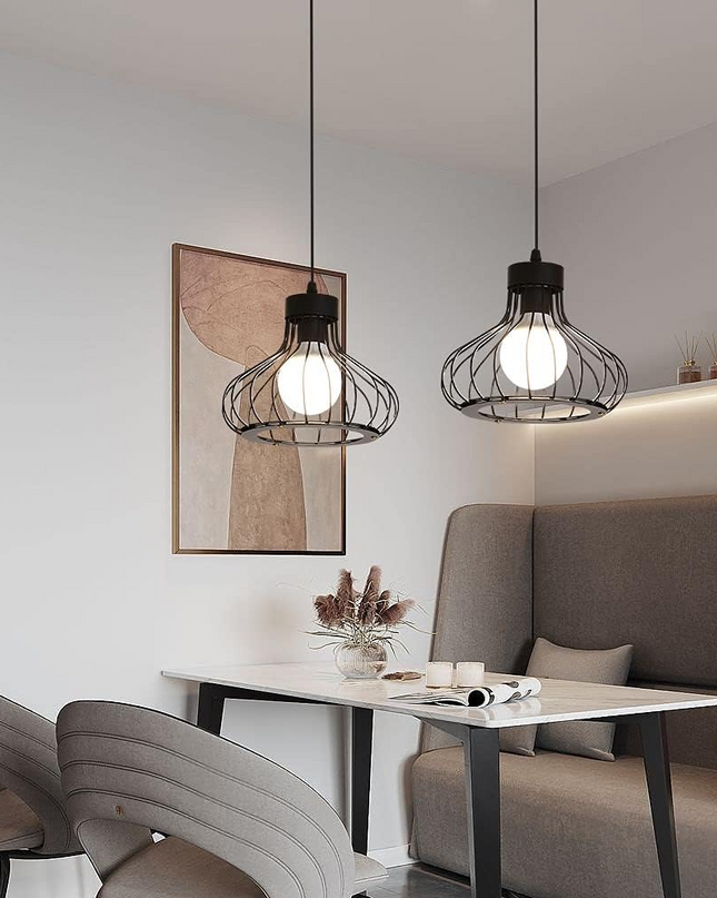 Nowoczesna Czarna Lampa Wisząca Metalowa – Elegancki Żyrandol do Salonu i Jadalni, Regulowana Długość, Wysokiej Jakości Oświetlenie 5