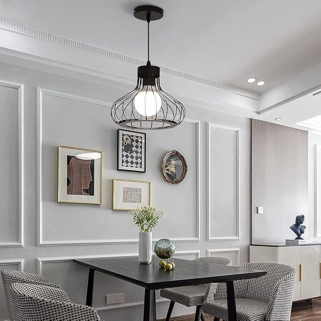 Nowoczesna Czarna Lampa Wisząca Metalowa – Elegancki Żyrandol do Salonu i Jadalni, Regulowana Długość, Wysokiej Jakości Oświetlenie 6