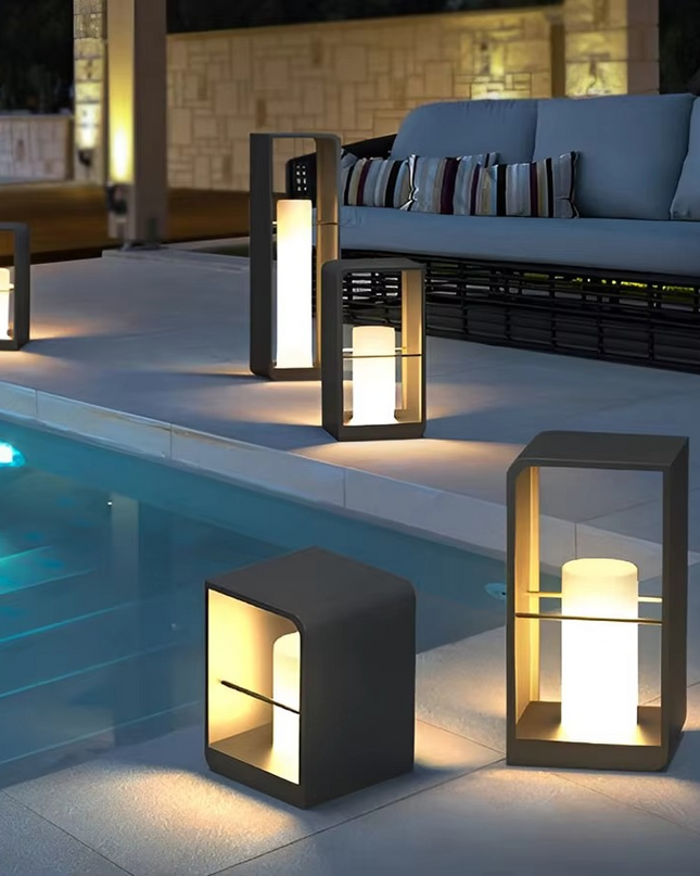 Nowoczesna Lampa Ogrodowa Stojąca LED Solarne Oświetlenie Zewnętrzne, Odporna na Warunki Atmosferyczne, Latarnia Ogrodowa 20cm 4