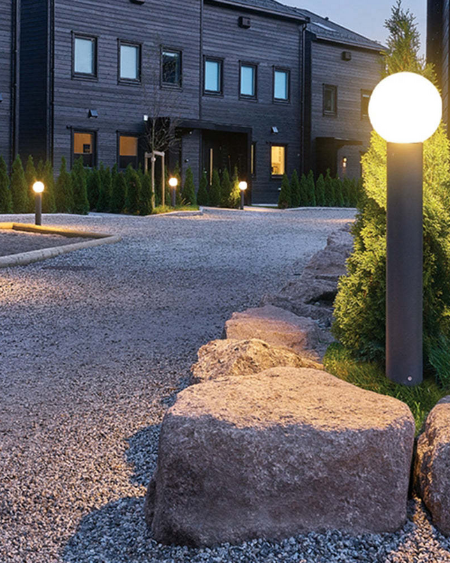 Nowoczesna Lampa Ogrodowa Stojąca LED z Metalowym Wykończeniem – Sferyczna Lampa Kula Ogrodowa do Oświetlenia Ścieżek i Tarasów 2