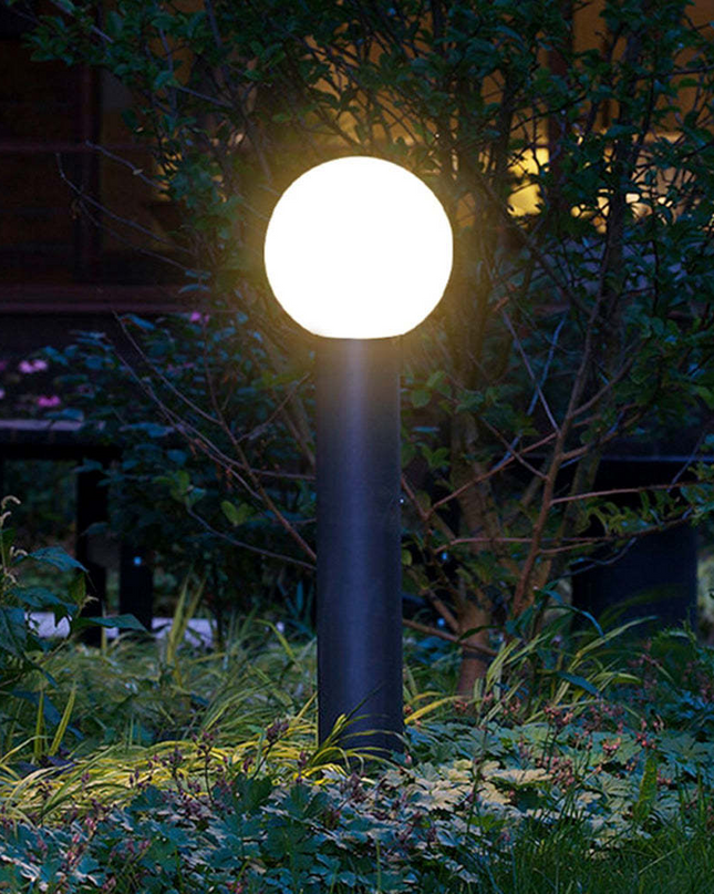 Nowoczesna Lampa Ogrodowa Stojąca LED z Metalowym Wykończeniem – Sferyczna Lampa Kula Ogrodowa do Oświetlenia Ścieżek i Tarasów 3