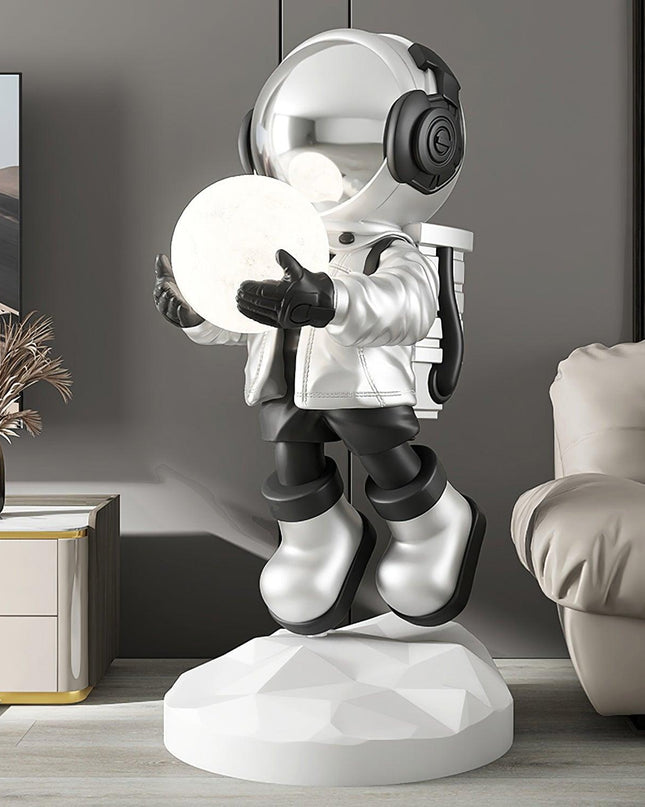 Nowoczesna Lampa Podłogowa Astronauta z Trójkolorowym LED – Unikalny Design do Wnętrz, Wykonana z Trwałej Żywicy 0