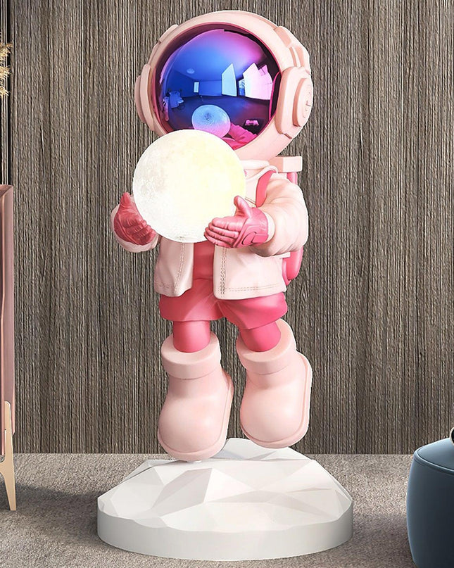 Nowoczesna Lampa Podłogowa Astronauta z Trójkolorowym LED – Unikalny Design do Wnętrz, Wykonana z Trwałej Żywicy 8