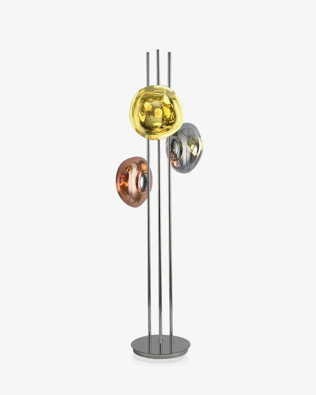 Nowoczesna Lampa Podłogowa z Potrójną Szklaną Kulą – Elegancka Lampy Podłogowe do Salonu, Szkło i Chrom, 60 cali 1