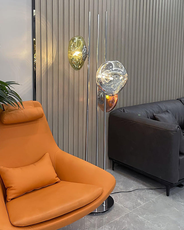 Nowoczesna Lampa Podłogowa z Potrójną Szklaną Kulą – Elegancka Lampy Podłogowe do Salonu, Szkło i Chrom, 60 cali 5