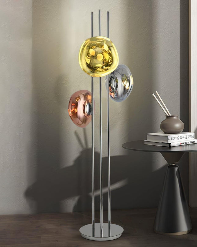 Nowoczesna Lampa Podłogowa z Potrójną Szklaną Kulą – Elegancka Lampy Podłogowe do Salonu, Szkło i Chrom, 60 cali 6