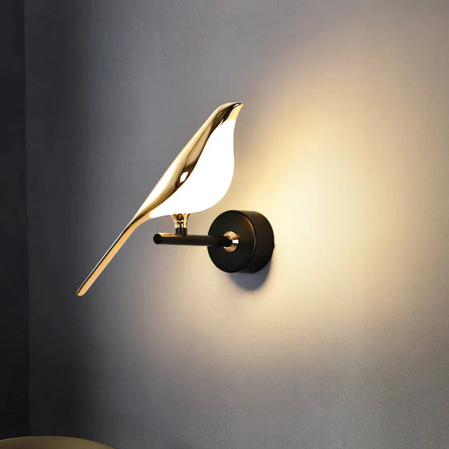 Nowoczesna Lampa Ścienna Kinkiet w Kształcie Ptaków z Magnetycznym Mocowaniem – Złota Lampka Nocna LED 1