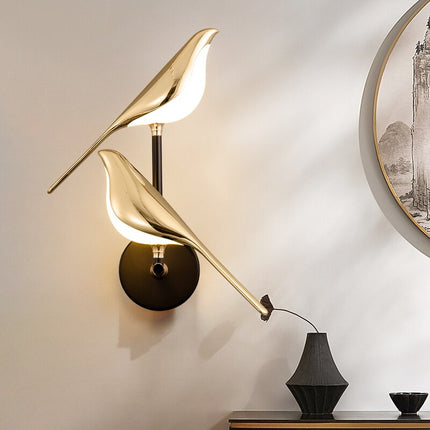 Nowoczesna Lampa Ścienna Kinkiet w Kształcie Ptaków z Magnetycznym Mocowaniem – Złota Lampka Nocna LED 2