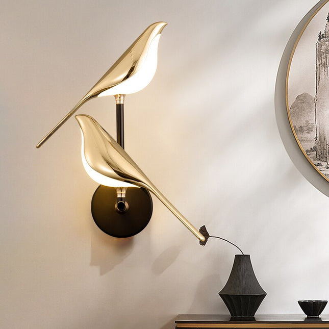 Nowoczesna Lampa Ścienna Kinkiet w Kształcie Ptaków z Magnetycznym Mocowaniem – Złota Lampka Nocna LED 2
