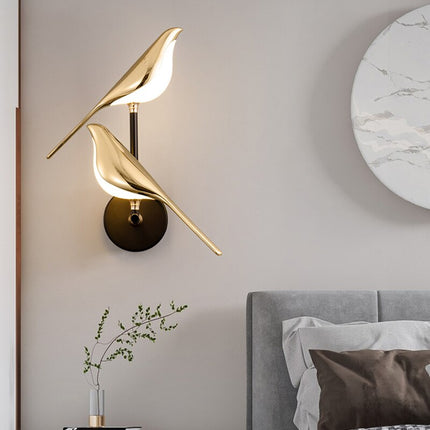 Nowoczesna Lampa Ścienna Kinkiet w Kształcie Ptaków z Magnetycznym Mocowaniem – Złota Lampka Nocna LED 5