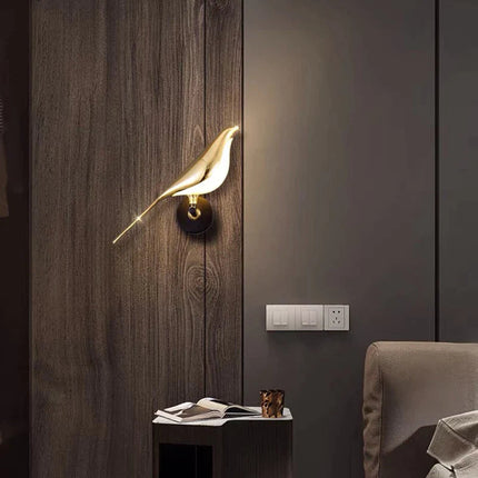 Nowoczesna Lampa Ścienna Kinkiet w Kształcie Ptaków z Magnetycznym Mocowaniem – Złota Lampka Nocna LED 6