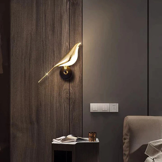 Nowoczesna Lampa Ścienna Kinkiet w Kształcie Ptaków z Magnetycznym Mocowaniem – Złota Lampka Nocna LED 6