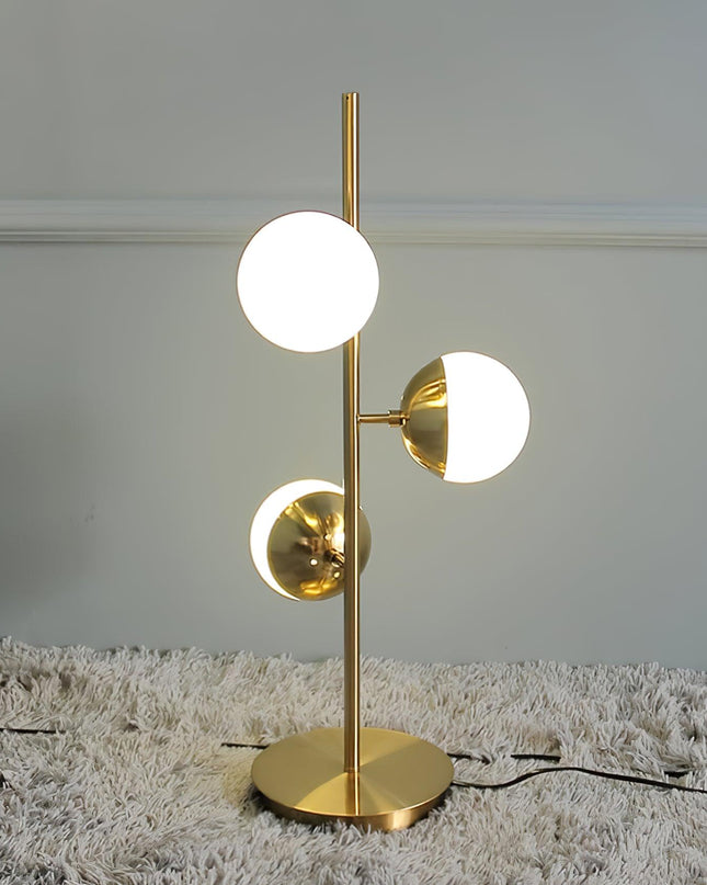 Nowoczesna Lampa Stojąca LED z Białymi Kulami na Złotym Stojaku do Salonu – Stabilna, Elegancka, Wysoka jakość 0