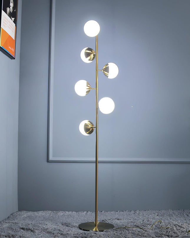 Nowoczesna Lampa Stojąca LED z Białymi Kulami na Złotym Stojaku do Salonu – Stabilna, Elegancka, Wysoka jakość 6