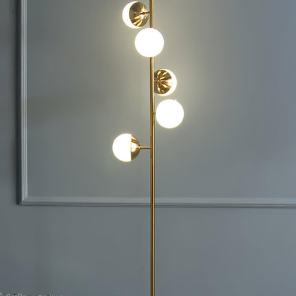 Nowoczesna Lampa Stojąca LED z Białymi Kulami na Złotym Stojaku do Salonu – Stabilna, Elegancka, Wysoka jakość 9