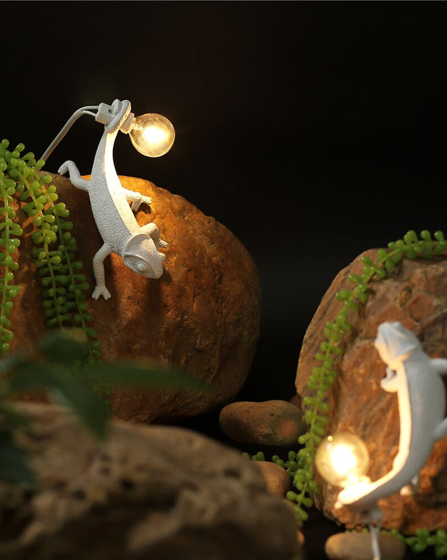 Nowoczesna Lampa Stołowa z Żywicy w Kształcie Jaszczurki – Unikalne Lampy Stołowe do Salonu, Oświetlenie LED, 19 cm 1