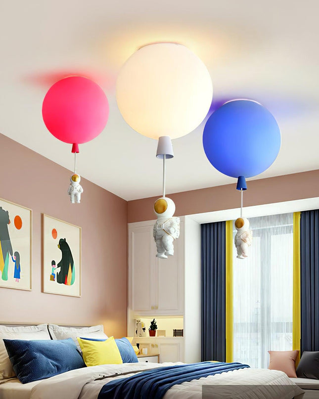 Nowoczesna Lampa Sufitowa LED Księżyc i Astronauta – Oświetlenie do Sypialni i Pokoi Zabaw, Średnica 25/30/35 cm 1