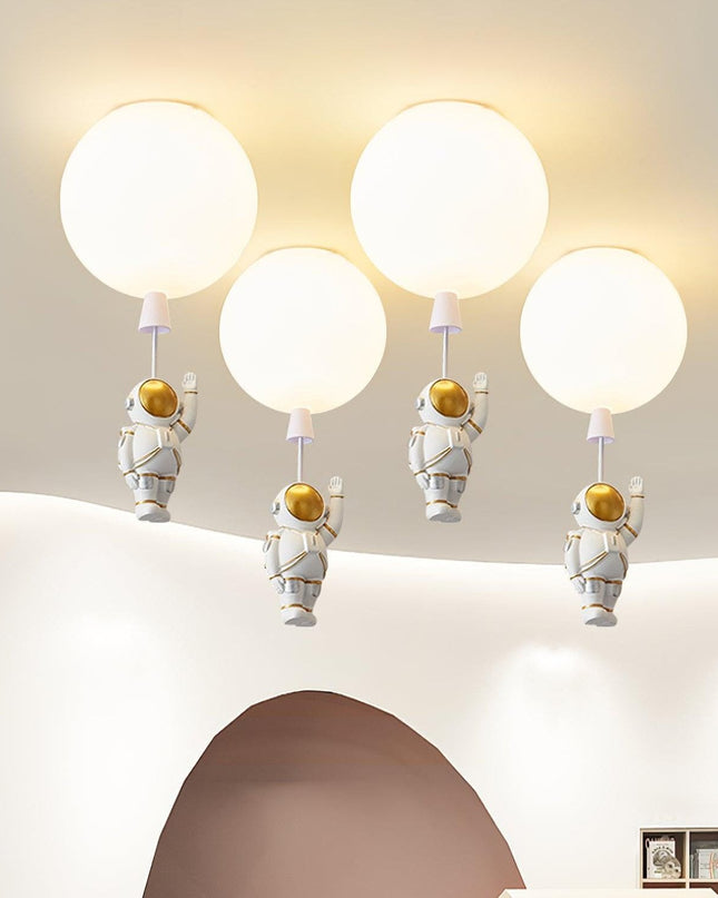 Nowoczesna Lampa Sufitowa LED Księżyc i Astronauta – Oświetlenie do Sypialni i Pokoi Zabaw, Średnica 25/30/35 cm 2