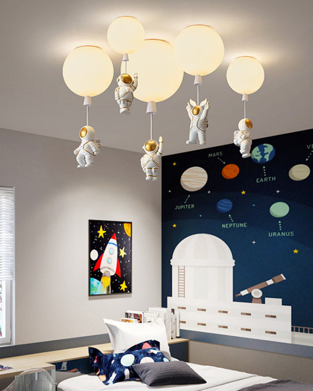 Nowoczesna Lampa Sufitowa LED Księżyc i Astronauta – Oświetlenie do Sypialni i Pokoi Zabaw, Średnica 25/30/35 cm 5