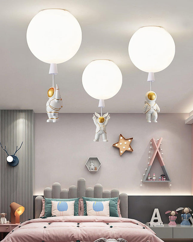 Nowoczesna Lampa Sufitowa LED Księżyc i Astronauta – Oświetlenie do Sypialni i Pokoi Zabaw, Średnica 25/30/35 cm 6