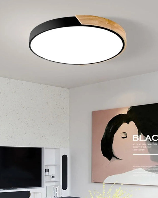 Nowoczesna Lampa Sufitowa LED Okrągła Drewniana do Sypialni i Salonu 23CM/30CM 1