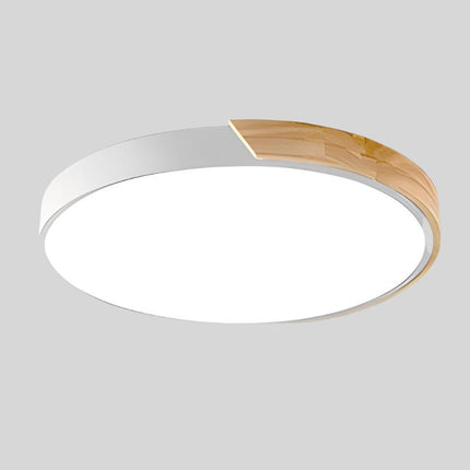 Nowoczesna Lampa Sufitowa LED Okrągła Drewniana do Sypialni i Salonu 23CM/30CM 15