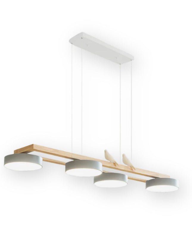 Nowoczesna Lampa Wisząca LED z Drewnianymi Akcentami do Salonu i Jadalni, Regulowana Długość, Efektywne Oświetlenie 1