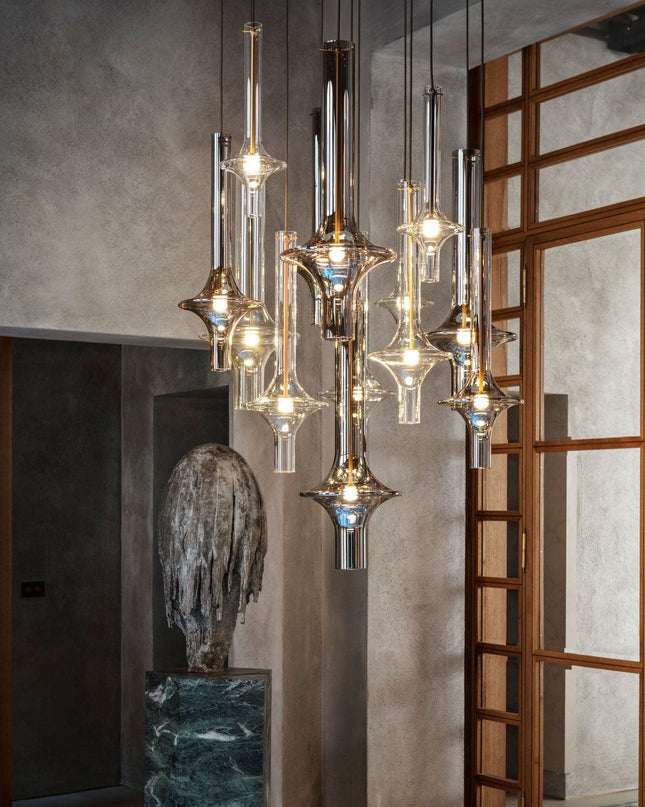 Nowoczesna Lampa Wisząca LED z Szkła i Żelaza – Regulowana Temperatura Barwowa, Idealna do Kuchni i Jadalni 5