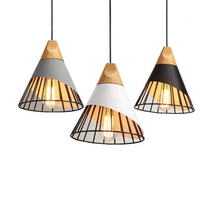 Nowoczesna Lampa Wisząca LED z Żelaza i Drewna do Salonu – Elegancki Żyrandol w Stylu Industrialnym 1