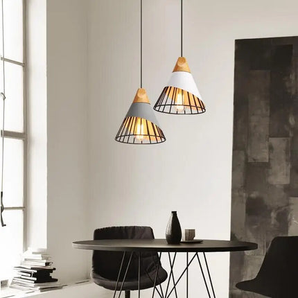 Nowoczesna Lampa Wisząca LED z Żelaza i Drewna do Salonu – Elegancki Żyrandol w Stylu Industrialnym 2