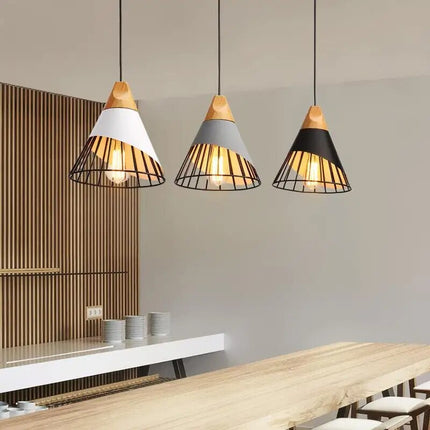 Nowoczesna Lampa Wisząca LED z Żelaza i Drewna do Salonu – Elegancki Żyrandol w Stylu Industrialnym 3