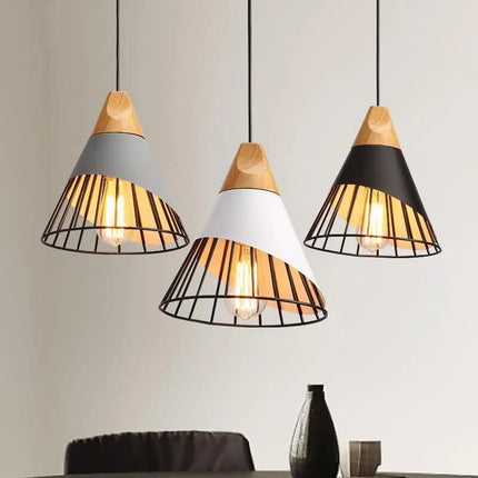 Nowoczesna Lampa Wisząca LED z Żelaza i Drewna do Salonu – Elegancki Żyrandol w Stylu Industrialnym 5