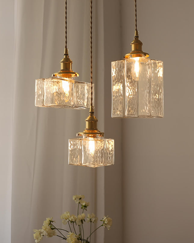 Nowoczesna Lampa Wisząca Retro ze Szkła z Złotym Wykończeniem – Stylowa Lampa do Salonu, Żyrandol w Stylu Retro 0