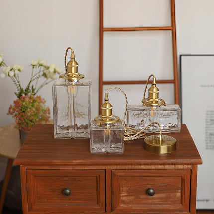 Nowoczesna Lampa Wisząca Retro ze Szkła z Złotym Wykończeniem – Stylowa Lampa do Salonu, Żyrandol w Stylu Retro 3