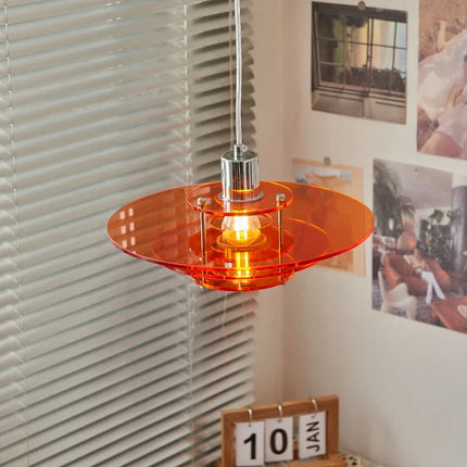 Nowoczesna Lampa Wisząca UFO w Stylu Vintage z Akrylu i Żelaza – Lampa do Salonu, E27, Oświetlenie LED 1