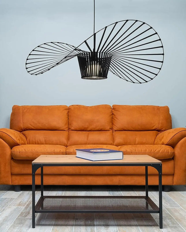 Nowoczesna Lampa Wisząca Vintage do Salonu - Elegancki Żyrandol Metalowo-Szklany, 30 cm, Czarny z Mosiężnymi Akcentami 2