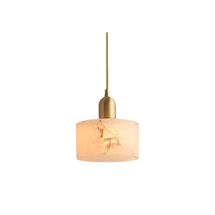 Nowoczesna Lampa Wisząca z Alabastrem i Mosiądzu do Salonu – Elegancki Żyrandol, Kompatybilny z LED i Edison 0